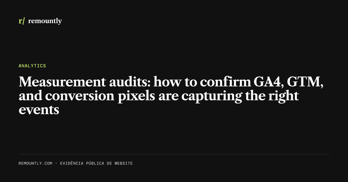 Cover image for the article: Measurement audits: how to confirm GA4, GTM, and conversion pixels are capturing the right events