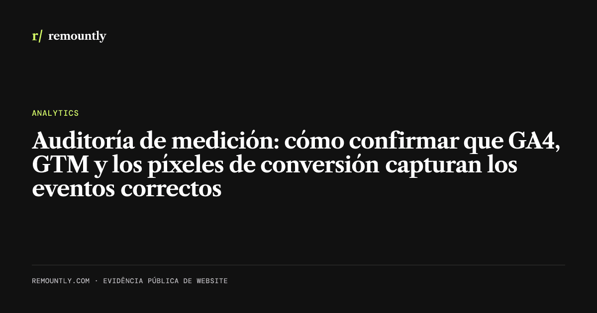 Portada del artículo: Auditoría de medición: cómo confirmar que GA4, GTM y los píxeles de conversión capturan los eventos correctos