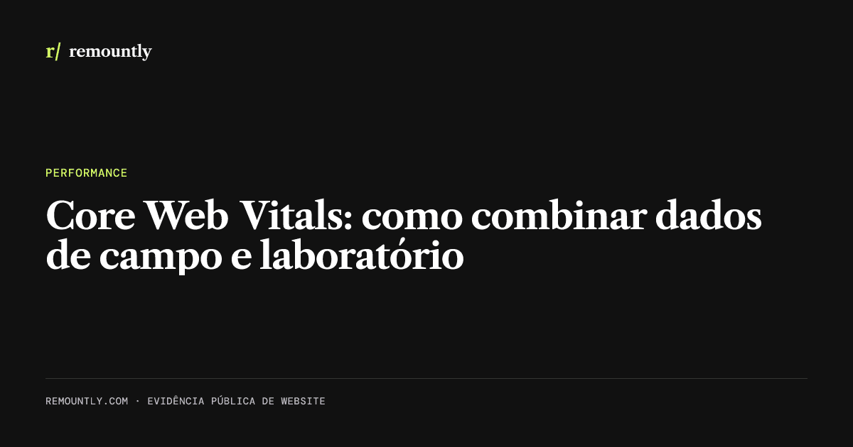 Capa do artigo: Core Web Vitals: como combinar dados de campo e laboratório