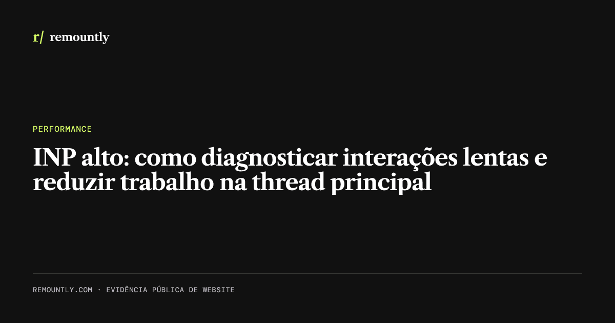 Capa do artigo: INP alto: como diagnosticar interações lentas e reduzir trabalho na thread principal