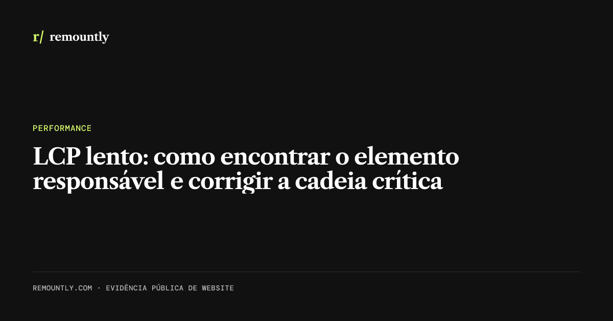 Capa do artigo: LCP lento: como encontrar o elemento responsável e corrigir a cadeia crítica