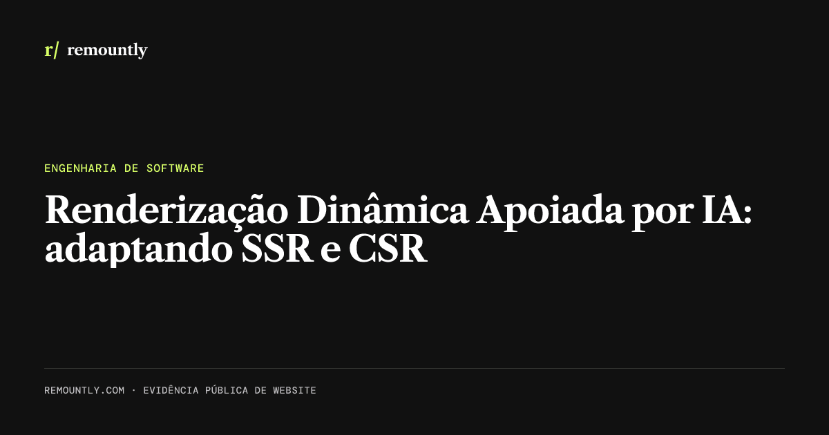 Capa do artigo: Renderização Dinâmica Apoiada por IA: adaptando SSR e CSR