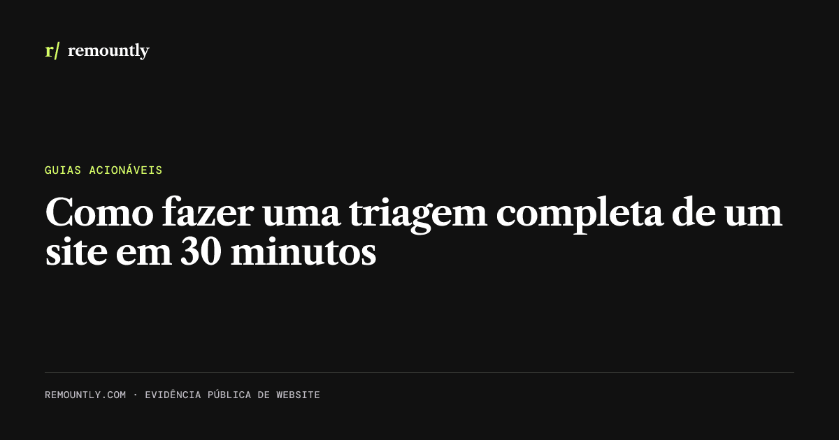 Capa do artigo: Como fazer uma triagem completa de um site em 30 minutos