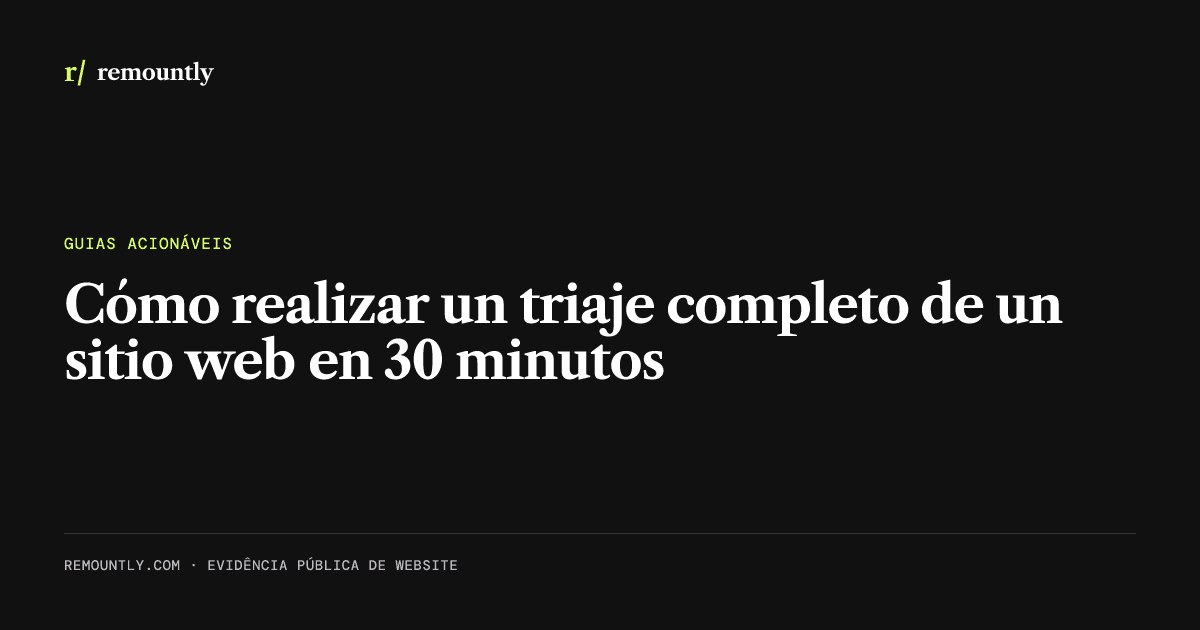 Portada del artículo: Cómo realizar un triaje completo de un sitio web en 30 minutos