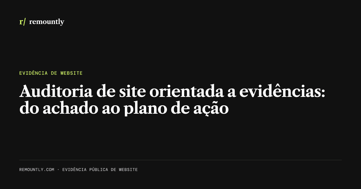 Capa do artigo: Auditoria de site orientada a evidências: do achado ao plano de ação