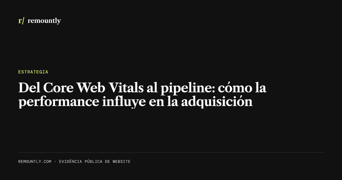 Portada del artículo: Del Core Web Vitals al pipeline: cómo la performance influye en la adquisición