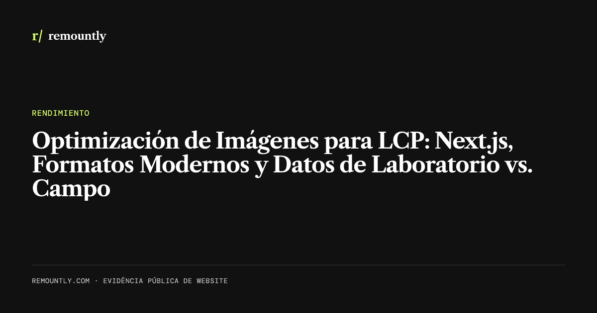 Portada del artículo: Optimización de Imágenes para LCP: Next.js, Formatos Modernos y Datos de Laboratorio vs. Campo