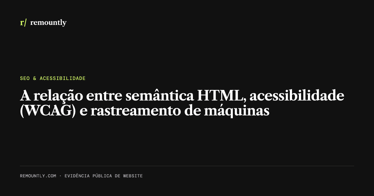 Capa do artigo: A relação entre semântica HTML, acessibilidade (WCAG) e rastreamento de máquinas